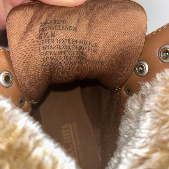 Cliffs Faux Fur Hiking Boots Brown Suede Lace Up – Women’s 6.5M Winter - Picture 7 of 7